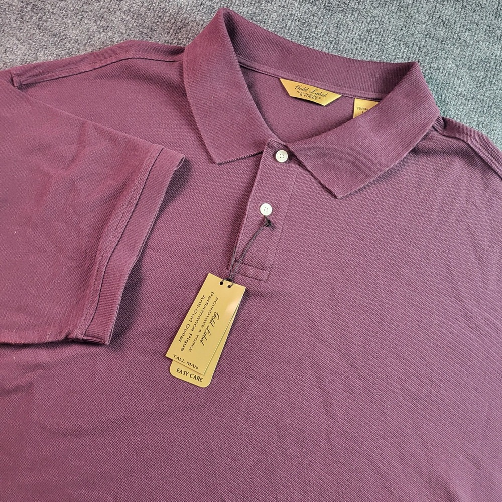 Roundtree & Yorke Gold Label Tall Mens 3XT Burgundy Performance Pique Polo Shirt